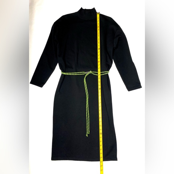 Zara Black MIDI DRESS with belt turtleneck fleece inside Trafaluc collection - Picture 8 of 14